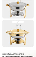 2 Pack 5QT Chafing Dish Buffet Set Stainless Steel Chafer with 2 Full Size Pans Round Catering Warmer Server Lid Water Pan