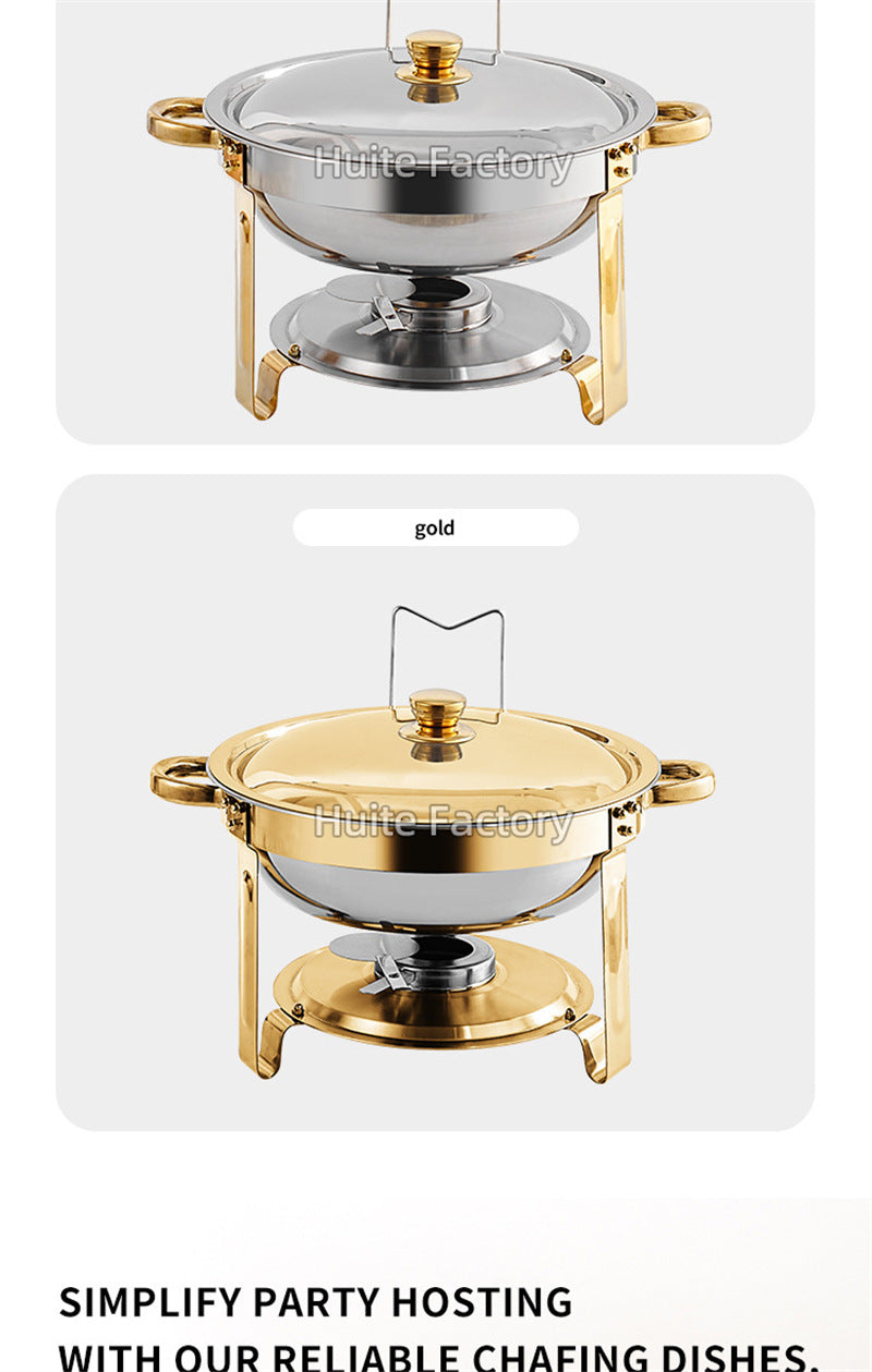 2 Pack 5QT Chafing Dish Buffet Set Stainless Steel Chafer with 2 Full Size Pans Round Catering Warmer Server Lid Water Pan