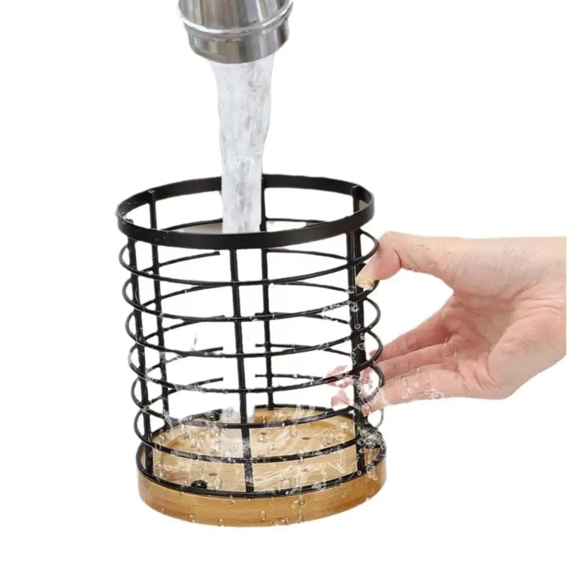 Kitchen Cooking Utensils Holder Versatile Cooking Utensil Organizer With Wooden Base for Spatula Spoon Chopstick Cutlery