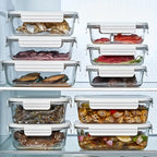 10-Pack Airtight Food Storage Containers -  Stackable Kitchen Organizers ( Leakproof, Fridge/Freezer to Outdoor Use)