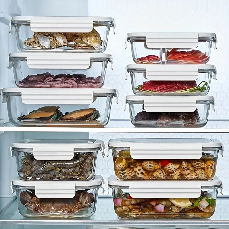 10-Pack Airtight Food Storage Containers -  Stackable Kitchen Organizers ( Leakproof, Fridge/Freezer to Outdoor Use)