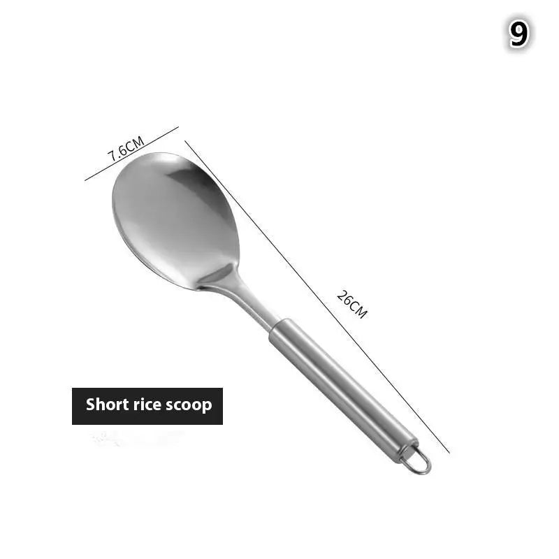 Stainless Steel Kitchen Cookware Set - Cooking Utensils Shovel Soup Spoon Turner Dinnerware - Kitchen Gadgets for Cooking