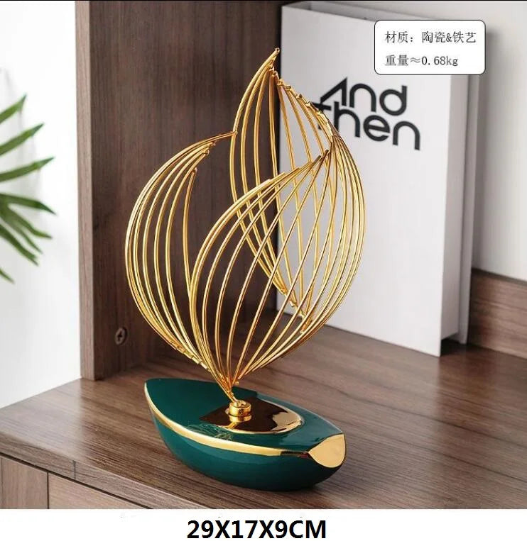 Abstract Ceramic Metal Sculpture Modern Home Decoration Living Room Desktop Office Decoration Accessories Crafts Gift W5315