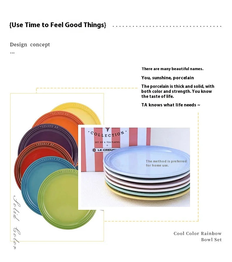 Le Creuset Cool Color Ceramic Dinner Plate Set High-Temperature Resistant 18cm/23cm Flower Plate Kitchen Dining Tableware