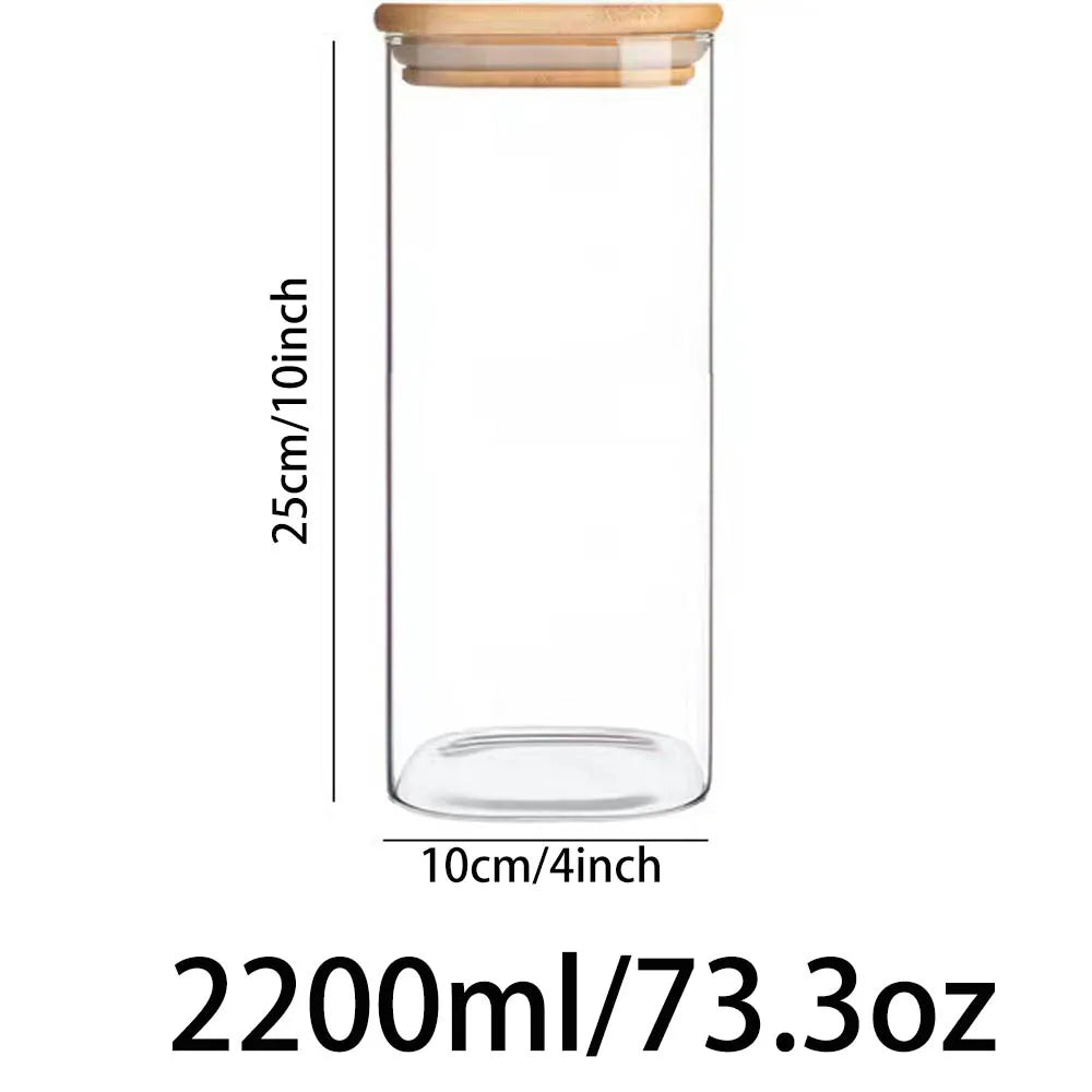 Food Storage Containers with Airtight Lid,Clear Glass Canister,Kitchen Pantry Storage jar for Pasta Sugar Flour Oat Cereal Beans