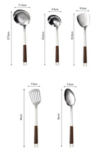 Kitchen Wooden Handle Wok Spatula Cooking Utensils Stainless Steel Frying Shovel Colander Soup Rice Spoon Kitchenware Tools