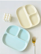 3Grid Ceramic Dinner Plates Solid Color Serving Dishes Salad Dinnerware Dining Compartment Plate Kitchen Eco-friendly Tableware