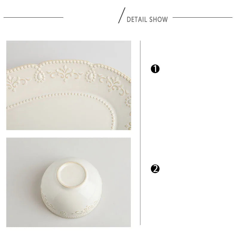 Baroque Vintage Ceramic Dinner Plates Western Food Dishes and Plates Sets European Modern Kiln Change Carving  Tableware Home