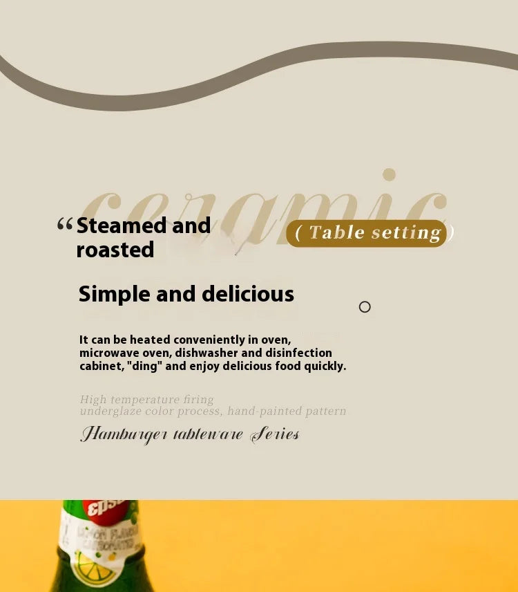 Stackable Burger Plate Bowl Set Modern Hamburger Ceramic Dinnerware Set Tableware For Housewarming Home Wedding Restaurant Party