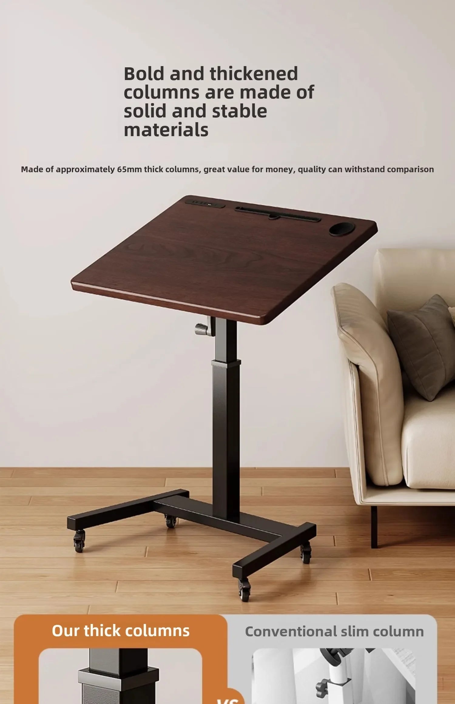 Height Adjustable Computer Desk Mobile Small Desk for Live Streaming Home Study Office Desk Standing Workstation desks