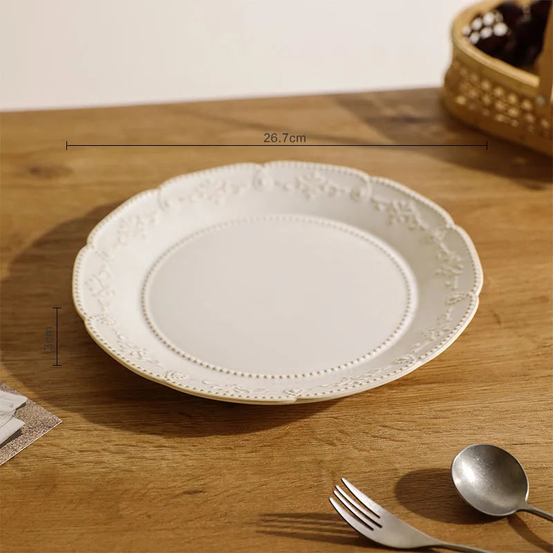 Baroque Vintage Ceramic Dinner Plates Western Food Dishes and Plates Sets European Modern Kiln Change Carving  Tableware Home