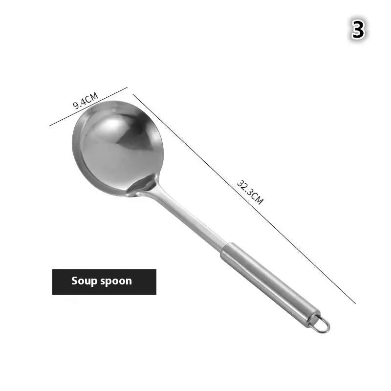 Stainless Steel Kitchen Cookware Set - Cooking Utensils Shovel Soup Spoon Turner Dinnerware - Kitchen Gadgets for Cooking