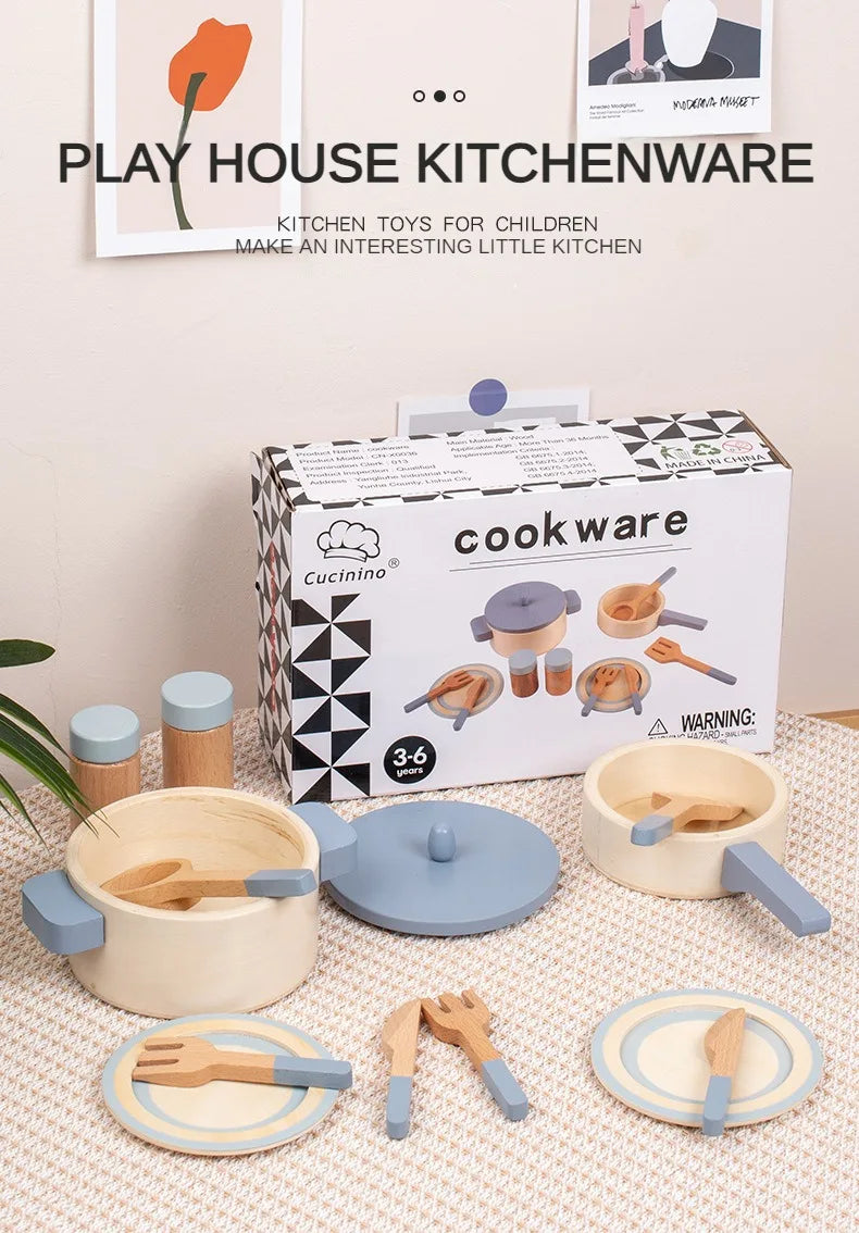 Children's Wooden House Kitchen Utensils Toy Sets Montessori Early Habit Cultivation Cognitive Training Parent-child Interaction