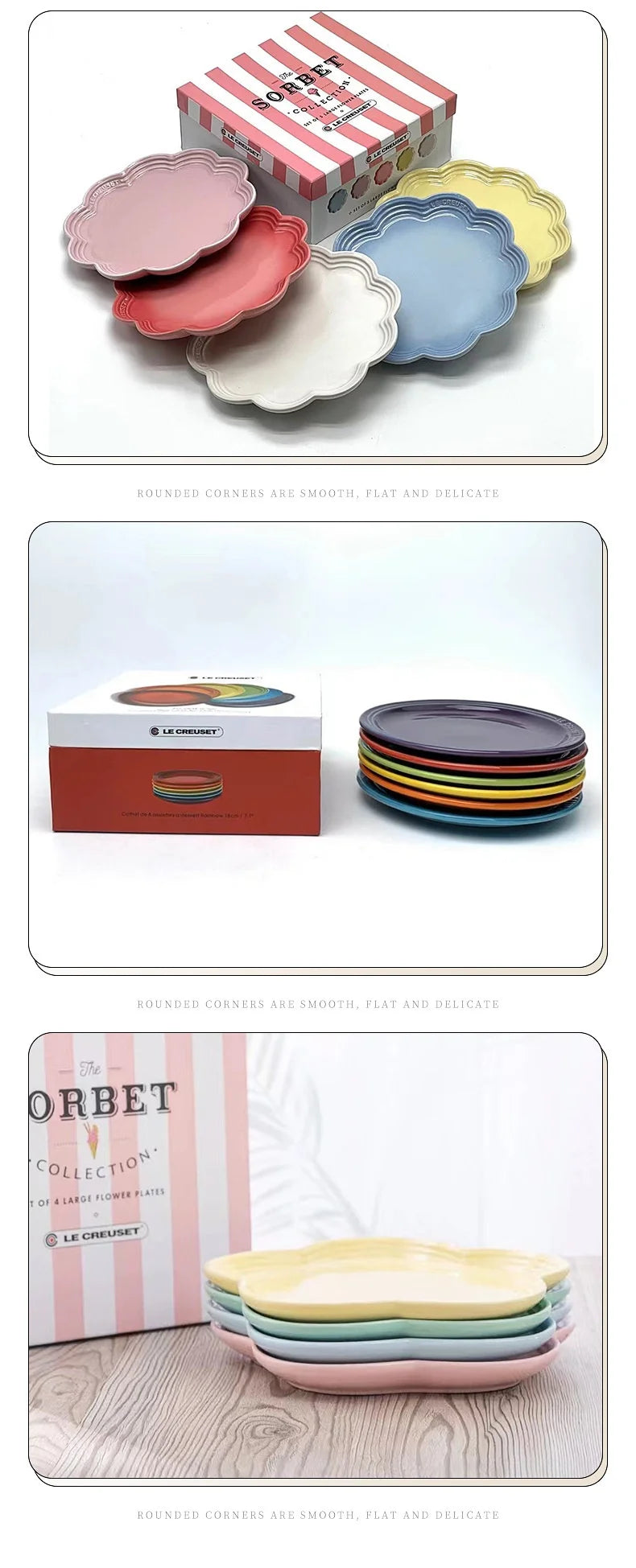 Le Creuset Cool Color Ceramic Dinner Plate Set High-Temperature Resistant 18cm/23cm Flower Plate Kitchen Dining Tableware