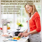 Best kitchen Cookware Set, 43 pcs Spatula Set, Non - stick Heat Resistant, Silicone Kitchen Cooking Utensil Set