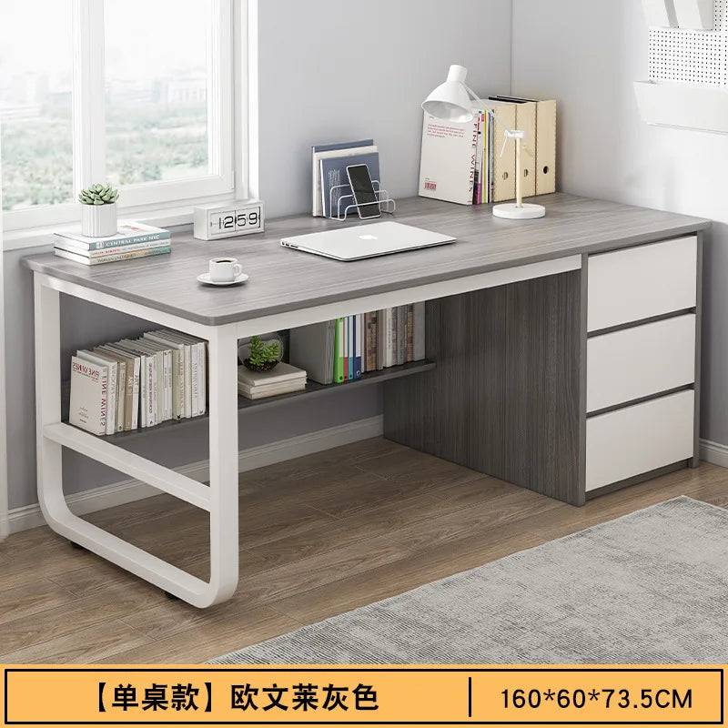 Contemporary Office Study Desk, Contemporary Computer Desk Writing Desk PC Desk Work Desk with 3-Drawers and Metal Legs