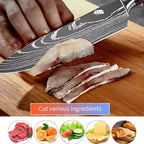 Kitchen Knife 6PCS Set Stainless Steel ,Includes Chef's Knife, Bread , Boning Knife, Fruit Knife, with Solid Wood Knife Holder