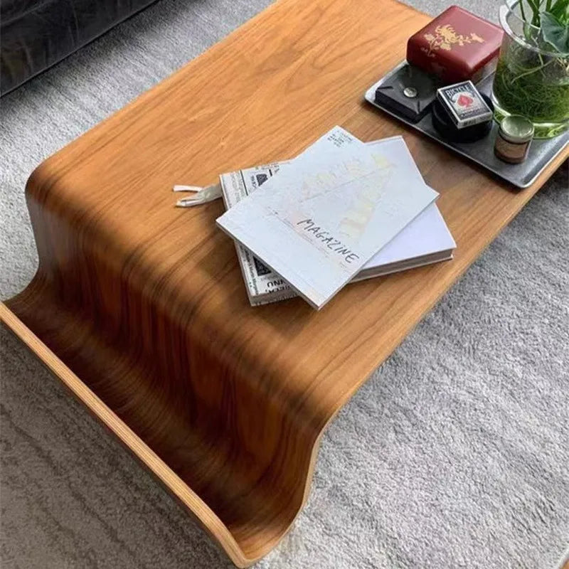 Solid Wood Coffee Table Modern Bentwood Room Desks Portable Low Center Tea Table  Living Room Furniture Side Storage Design
