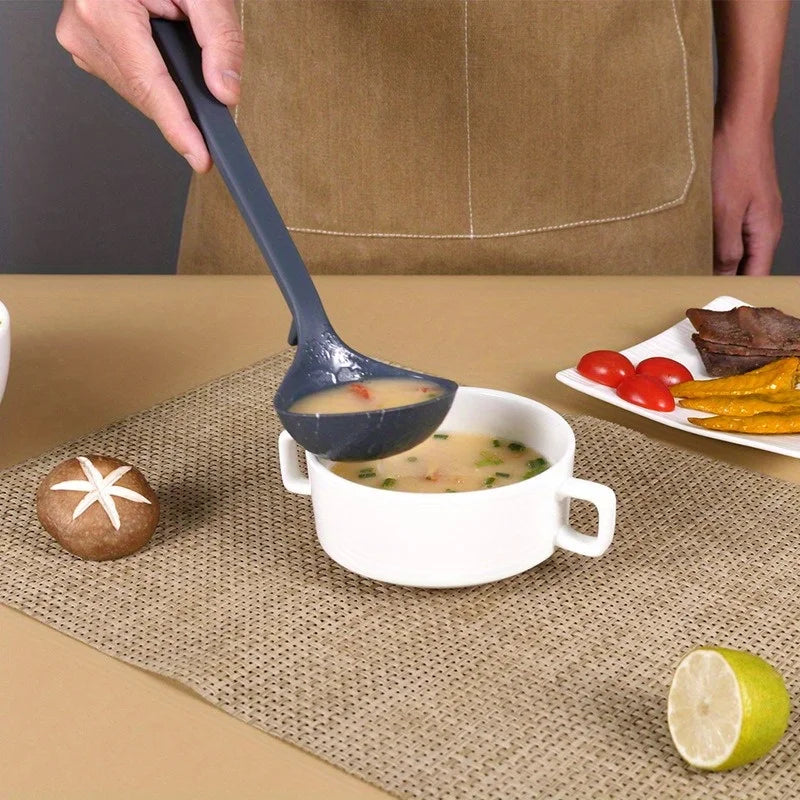 5pcs Silicone Kitchen Utensils Set,Non-Stick Cooking Tools, Including Turner, Spatula, Soup Spoon, Strainer, and Rice Paddle