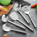 Stainless Steel Kitchen Cookware Set - Cooking Utensils Shovel Soup Spoon Turner Dinnerware - Kitchen Gadgets for Cooking