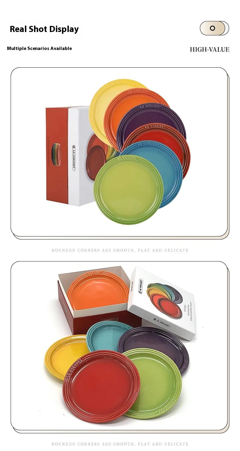 Le Creuset Cool Color Ceramic Dinner Plate Set High-Temperature Resistant 18cm/23cm Flower Plate Kitchen Dining Tableware