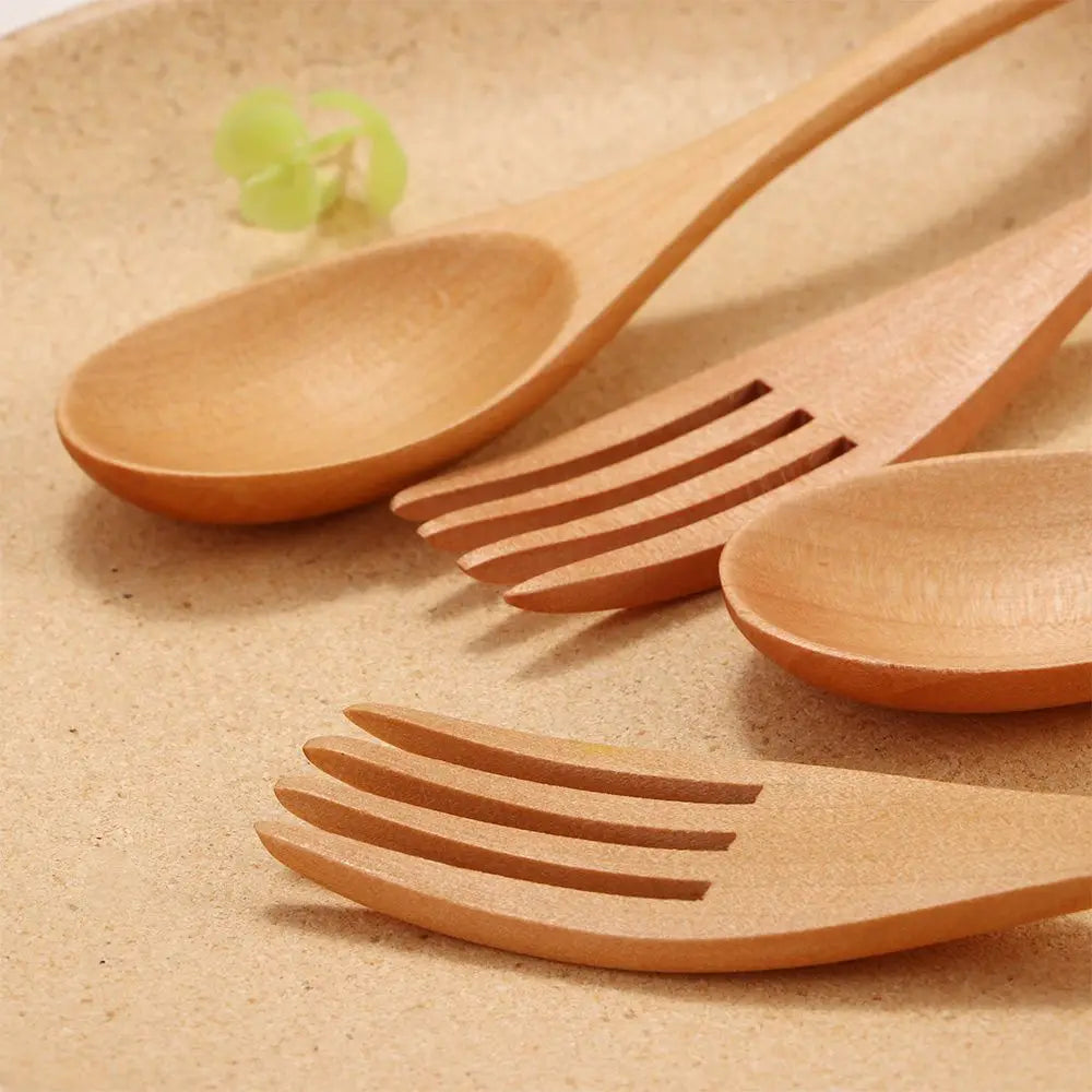 Wooden Dinner Kit Utensil Soups Rice Kitchen Supplies Tableware Dinnerware Sets Fork Spoon