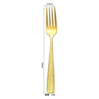 Gold Plated Stainless Steel Cutlery Sets Hotel Decorative Tableware Knife Fork Spoon Tespoon Hammered Utensils for Kitchen