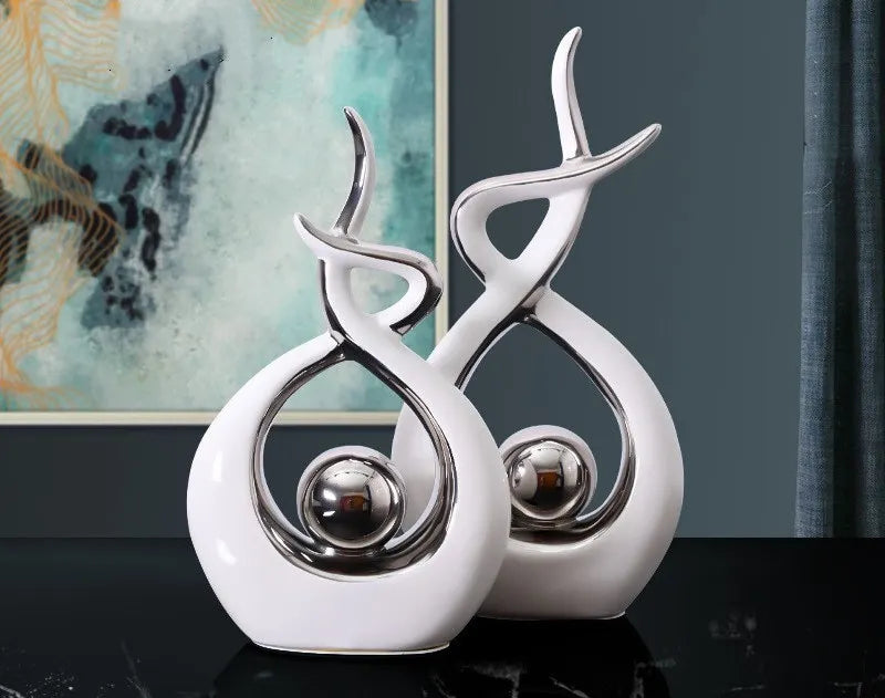 Ceramic Sculptures Ornaments Home Modern Decoration Abstract Statue Room Art Decor Luxury Porcelain Figurine Table Accessories