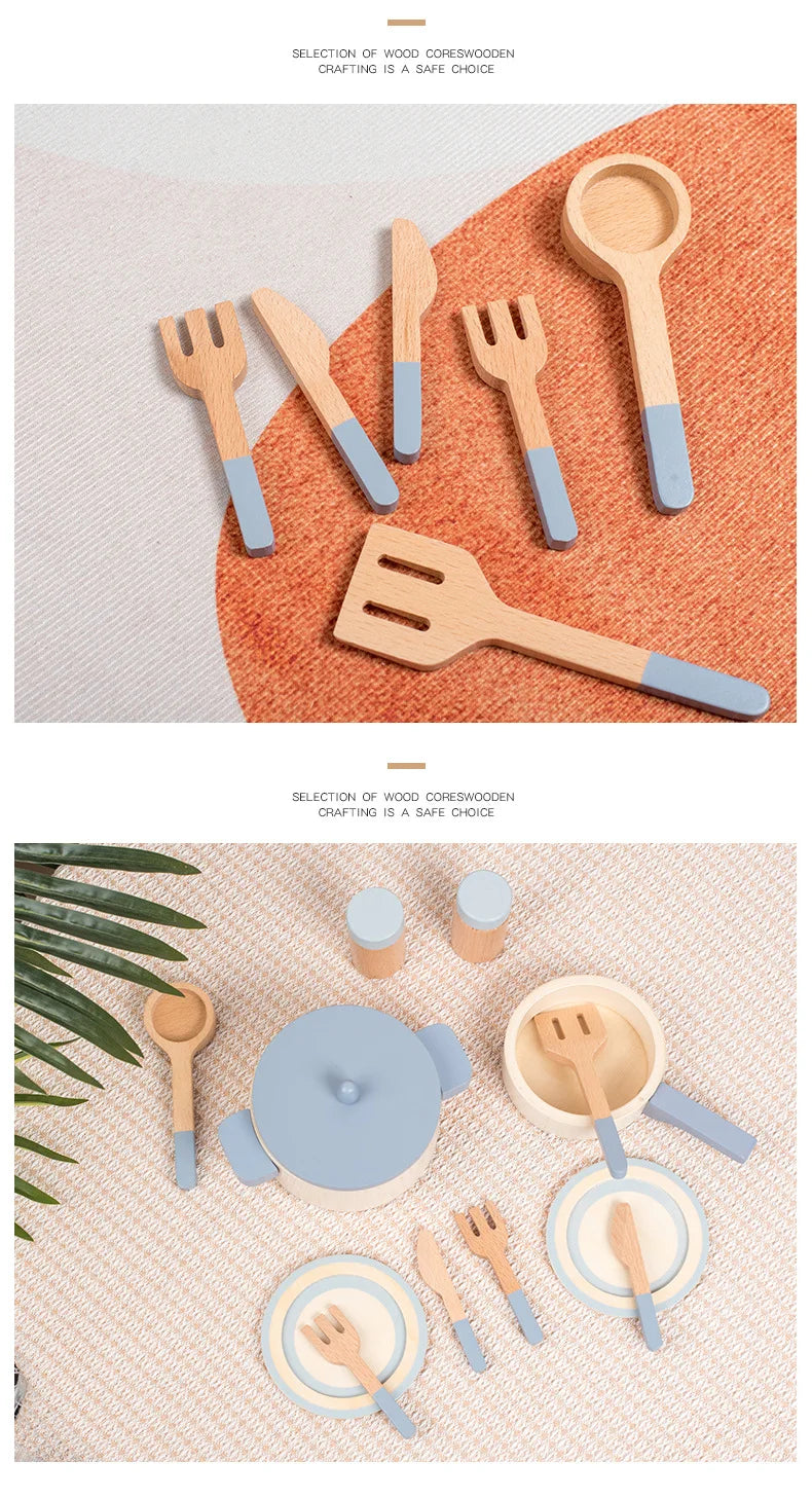 Children's Wooden House Kitchen Utensils Toy Sets Montessori Early Habit Cultivation Cognitive Training Parent-child Interaction