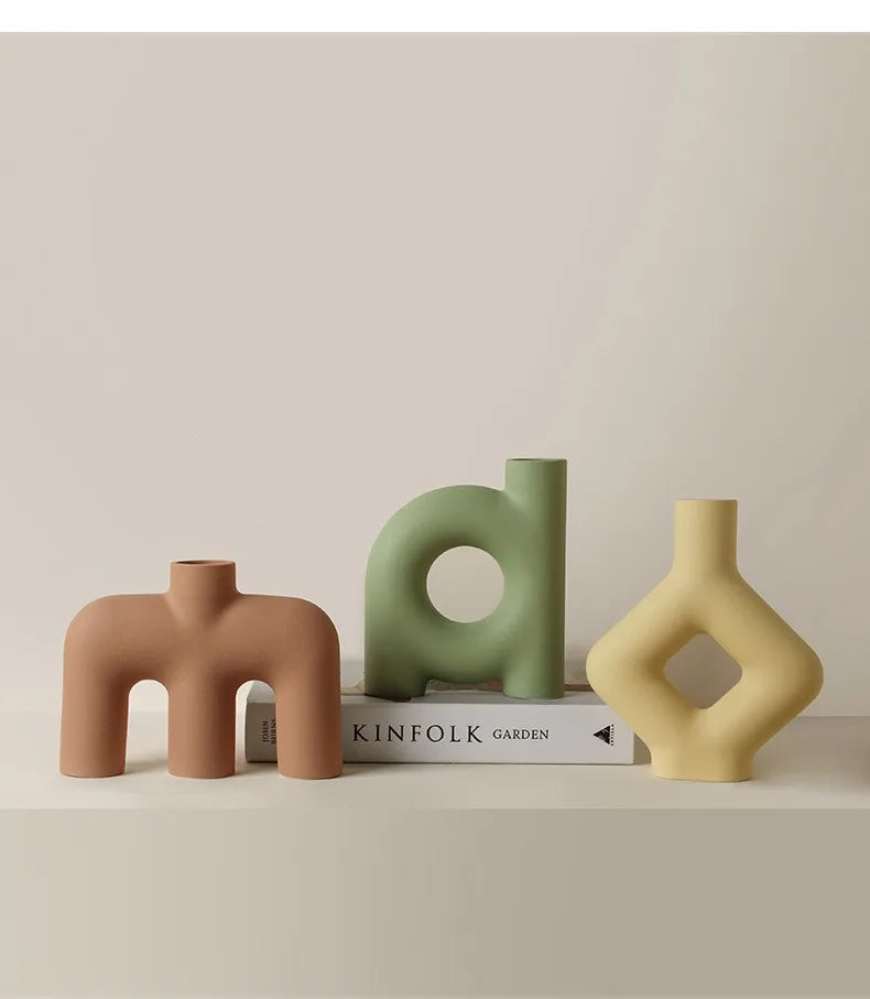 INS Ceramic Art Vase, Modern Simple Home Living Room Flower Arrangement, Advanced Sense Decorative Device, New