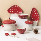 Red Mushroom ceramic Coffee Mug Dinner Plates Noodle Bowls Salad Bowls Teapot Cakepan Afternoon Tea Party Gift for Girl