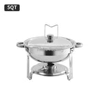 2 Pack 5QT Chafing Dish Buffet Set Stainless Steel Chafer with 2 Full Size Pans Round Catering Warmer Server Lid Water Pan