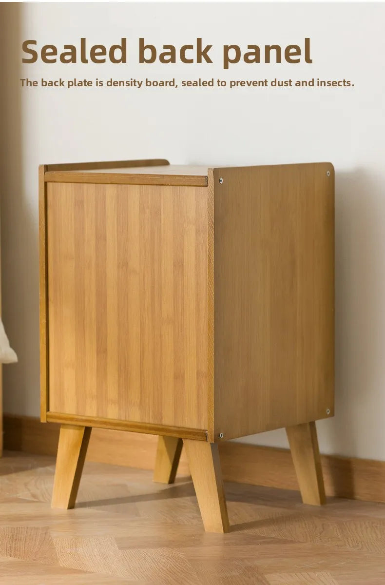 Solid wood bedside table Small apartment sofa side cabinet Rattan edge few storage locker corner few small cabinets