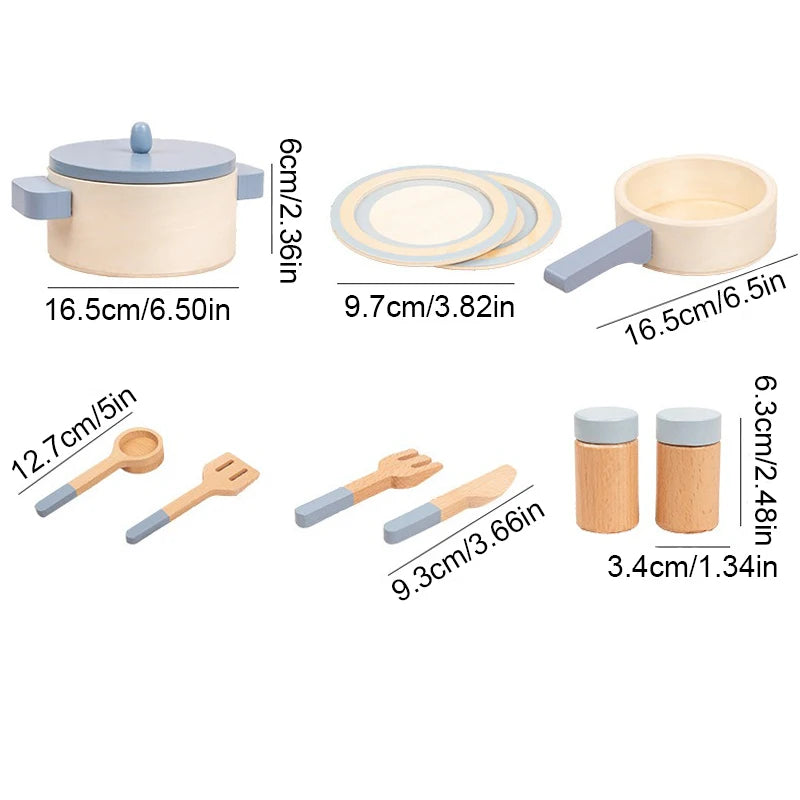 Children's Wooden House Kitchen Utensils Toy Sets Montessori Early Habit Cultivation Cognitive Training Parent-child Interaction