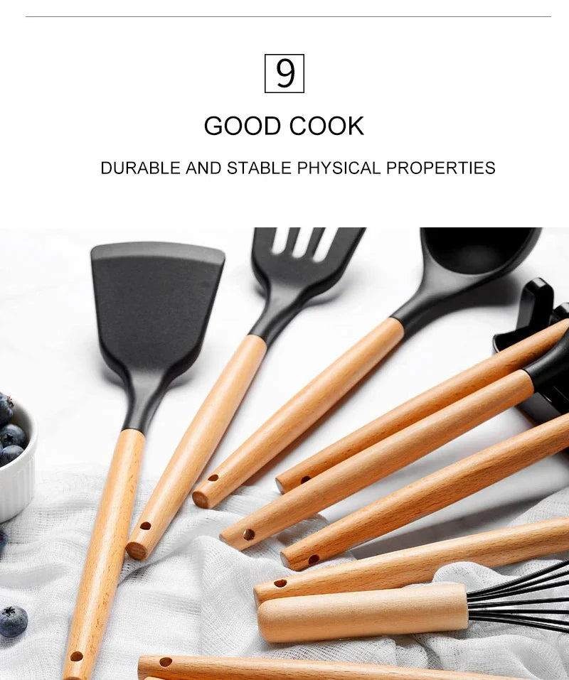 Kitchen Utensil Set Silicone BPA Free Kitchen Cooking Baking Tools Set Kitchen Accessories Gadgets Kitchenware With Container N.