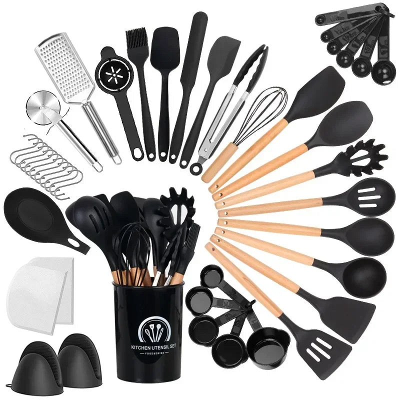 Best kitchen Cookware Set, 43 pcs Spatula Set, Non - stick Heat Resistant, Silicone Kitchen Cooking Utensil Set