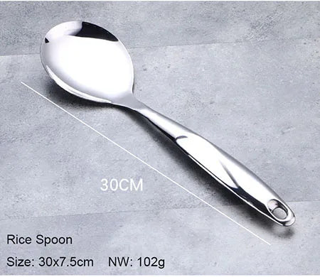 Stainless Steel Cooking Tools Set, Heat-resistant Kitchen Utensils - Turner, Soup Ladle, Strainer, Pasta Server, Rice Spoon