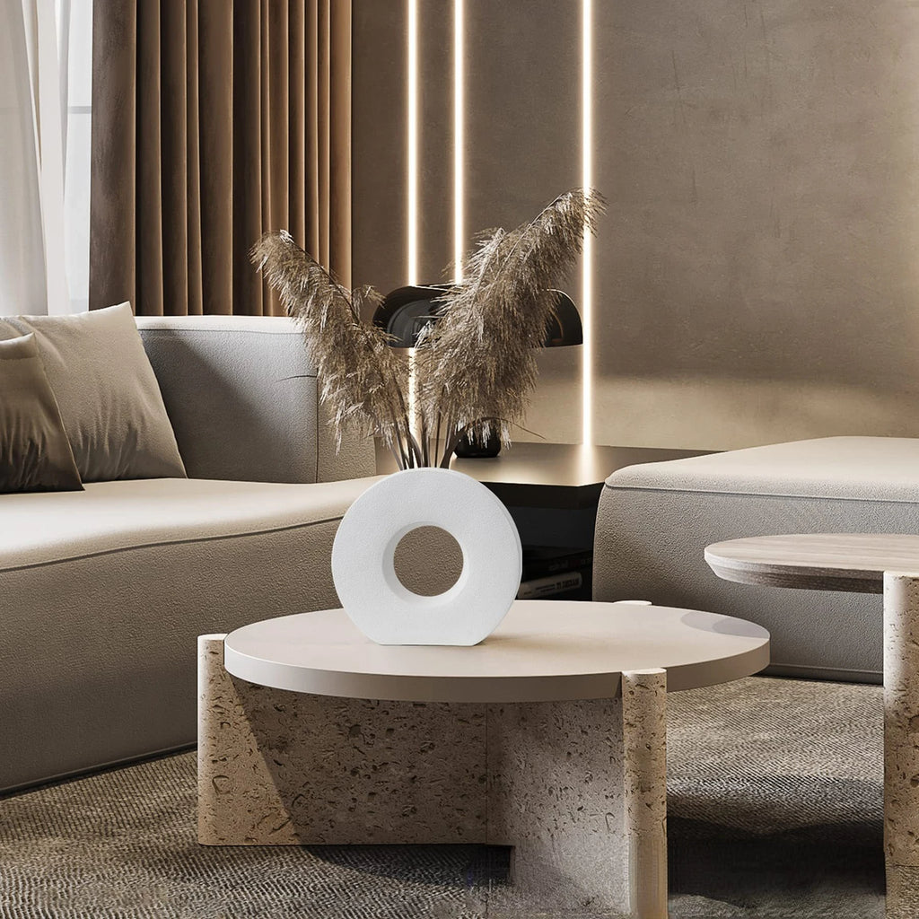 Nordic Home Decor Vase Decoration Home Donut Vase Luxury Living Room Decoration Simple Flower Vase Matte Centerpiece Decoration