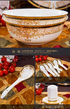 Luxury Ceramic Modern Dinnerware Set Microwaveable Gold Elegant European Style Wedding Dinnerware Party Hotel Vaisselle Gift