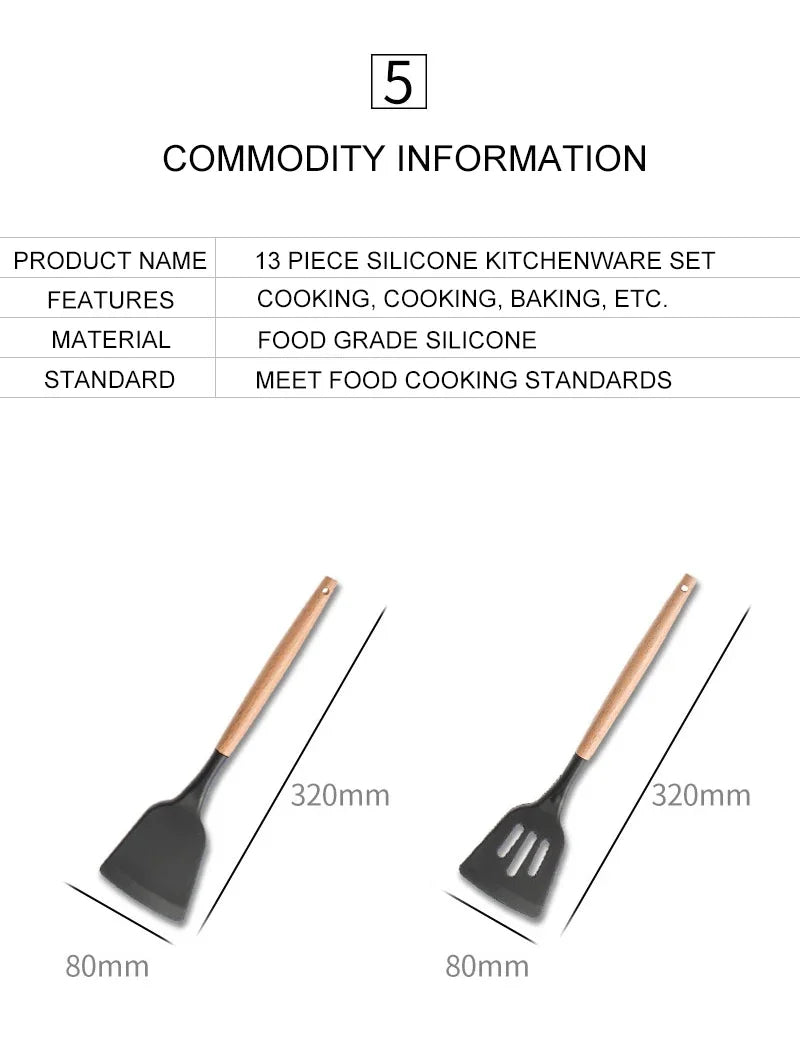 Kitchen Utensil Set Silicone BPA Free Kitchen Cooking Baking Tools Set Kitchen Accessories Gadgets Kitchenware With Container N.