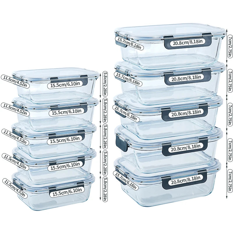 10/12pc food storage container with lid, fresh-keeping box suitable for meal preparation, lunch, and outdoor picnics