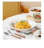 Retro Strawberry Dinner Plate and Bowl Set Decorative Ceramic Salad Dessert Plate Curry Pasta Dish Crockery Dinnerware Set
