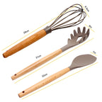 Silicone Kitchen Utensils Set, Non - stick Spatula Shovel, Wooden Handle Cooking Tools, Kitchen Accessories Tool, 9/11/12Pc