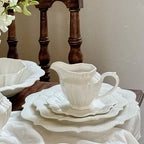 Ceramic Plates Dinner Sets Elegant White Western Food Dishes Steak Paglio Salad Plate Embossed Party Tableware Cup and Saucer