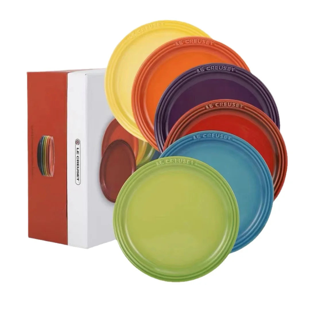 Le Creuset Cool Color Ceramic Dinner Plate Set High-Temperature Resistant 18cm/23cm Flower Plate Kitchen Dining Tableware