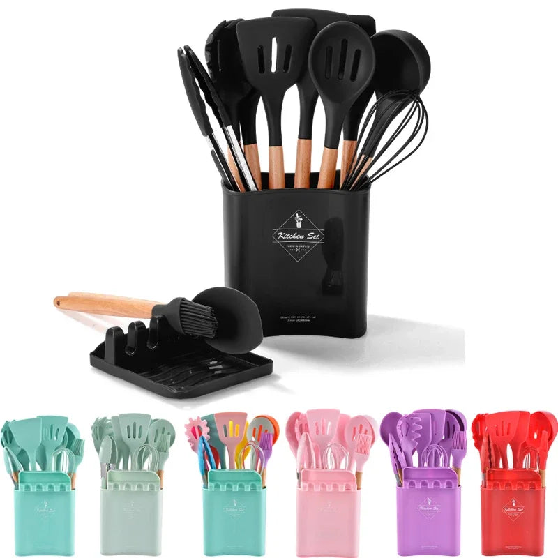 Kitchen Utensil Set Silicone BPA Free Kitchen Cooking Baking Tools Set Kitchen Accessories Gadgets Kitchenware With Container N.