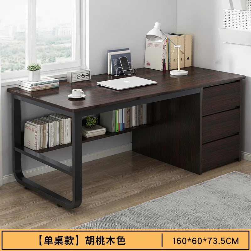 Contemporary Office Study Desk, Contemporary Computer Desk Writing Desk PC Desk Work Desk with 3-Drawers and Metal Legs