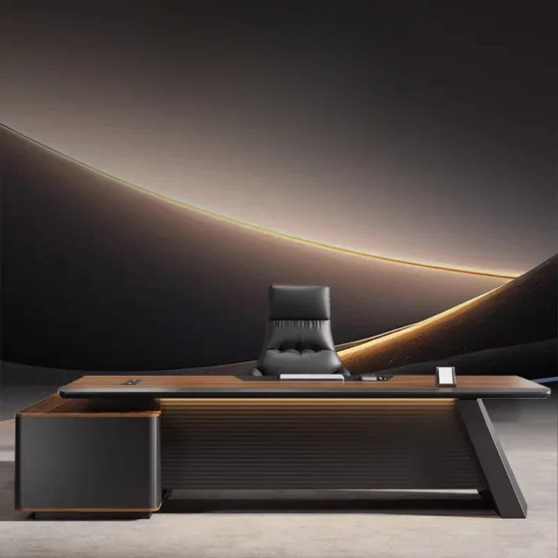 Shelves Modern Office Desk Executive Corner Luxury Vanity Work Office Desk Minimalist Conference Storage Wooden Bureau Furniture