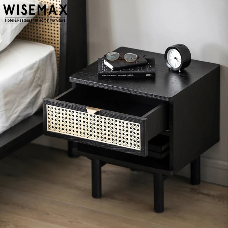 Modern Bedroom Furniture Wooden Bedside Table Nightstand Cabinet Bed End Side Table With Drawer For Home Use
