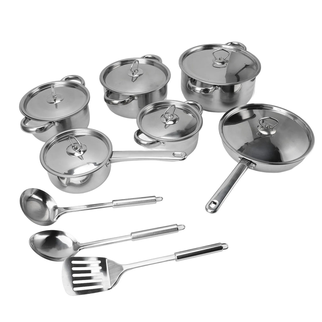 Stainless Steel Cookware Set Kitchen Cookware Set Stainless Steel Pots Pans Set with Soup Pot Saute Pan Lids for Home Cooking